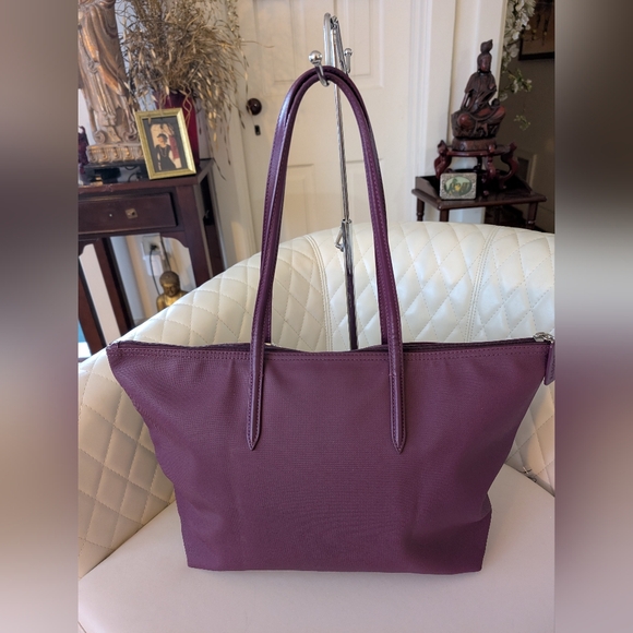 NWOT LACOSTE Plum Tote Bag for Women 19" X 12" X 6" With Bag Key Chain - Picture 2 of 6